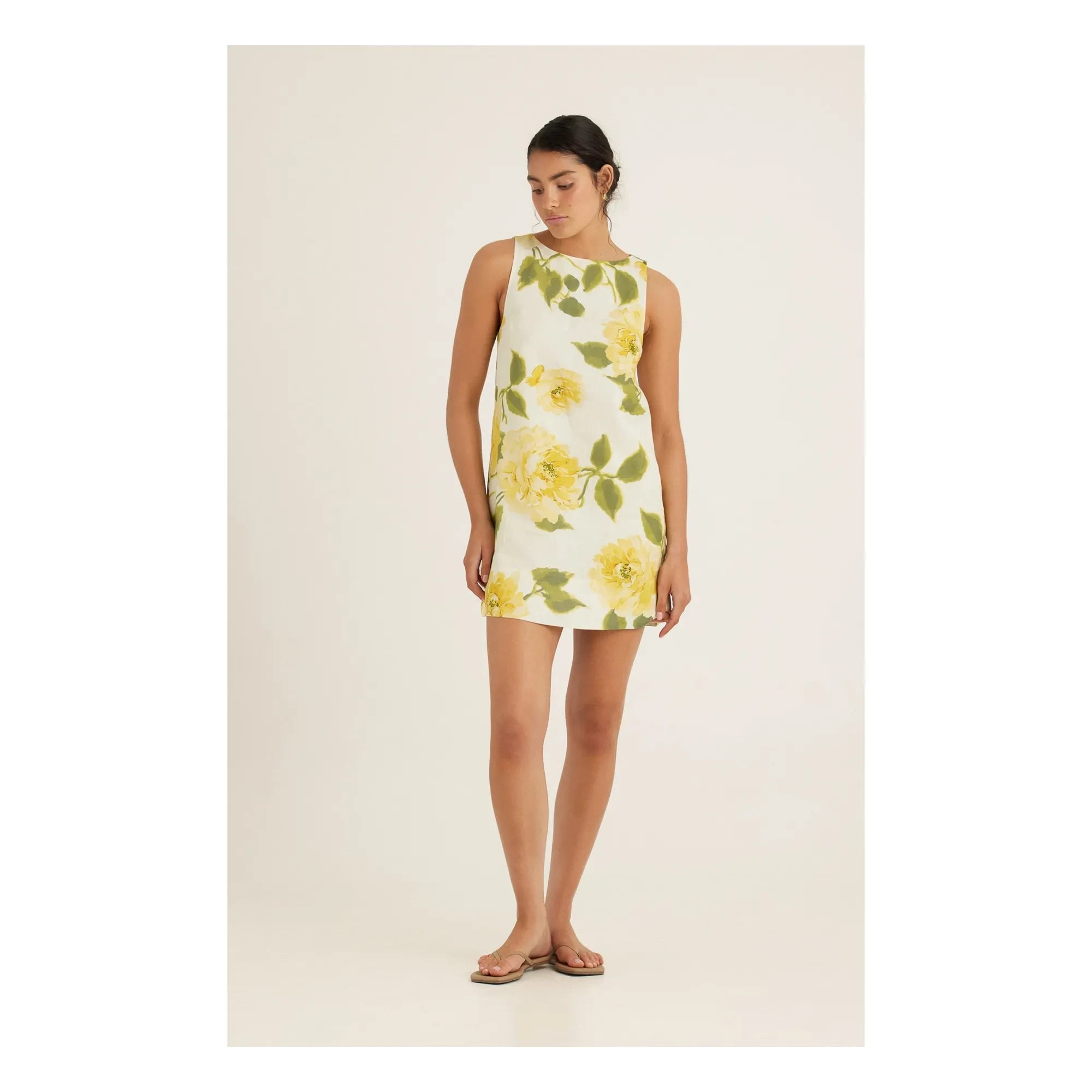 Peony – Leinen-Shiftkleid | Gelb