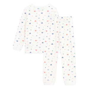 Petit Bateau - Herz Schlafanzug Bio-Baumwolle | Weiß
