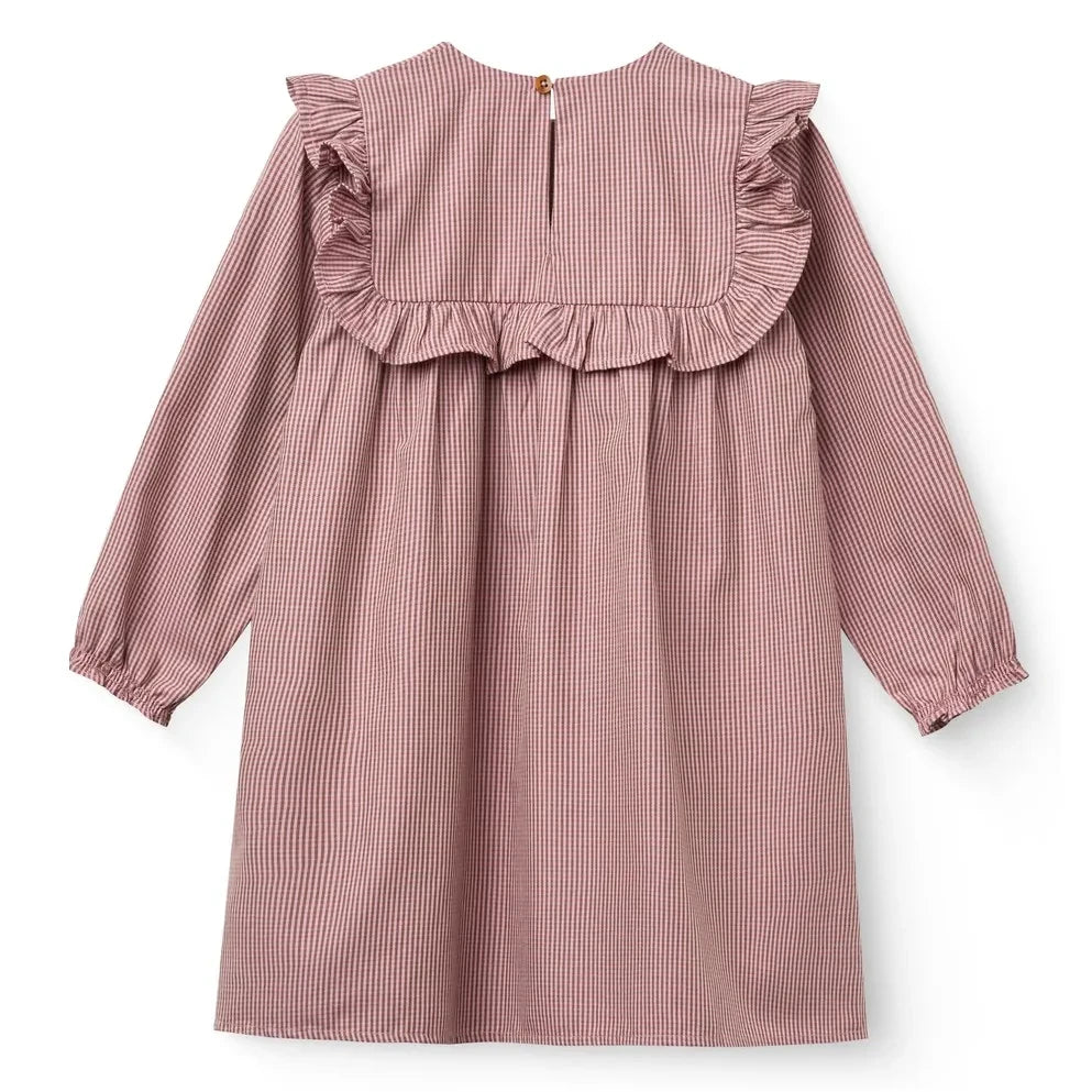 Copenhagen Colors - Besticktes kariertes Kleid | Rosa