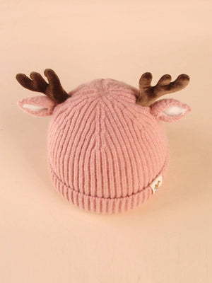 Dinossi - Kindermütze mit Hirschgeweih und Ohren, Pink 