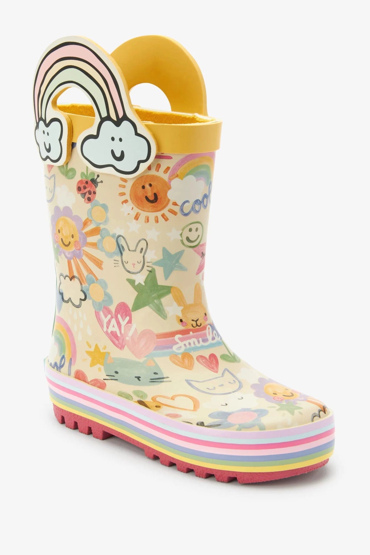 Dinossi - Fröhliche Sommer-Regenstiefel für Mädchen mit Regenbogengriffen - 28 