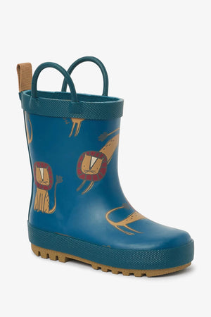 Dinossi – Marineblaue Regenstiefel „Sweet Lion“ für Jungen mit Griff – 28 