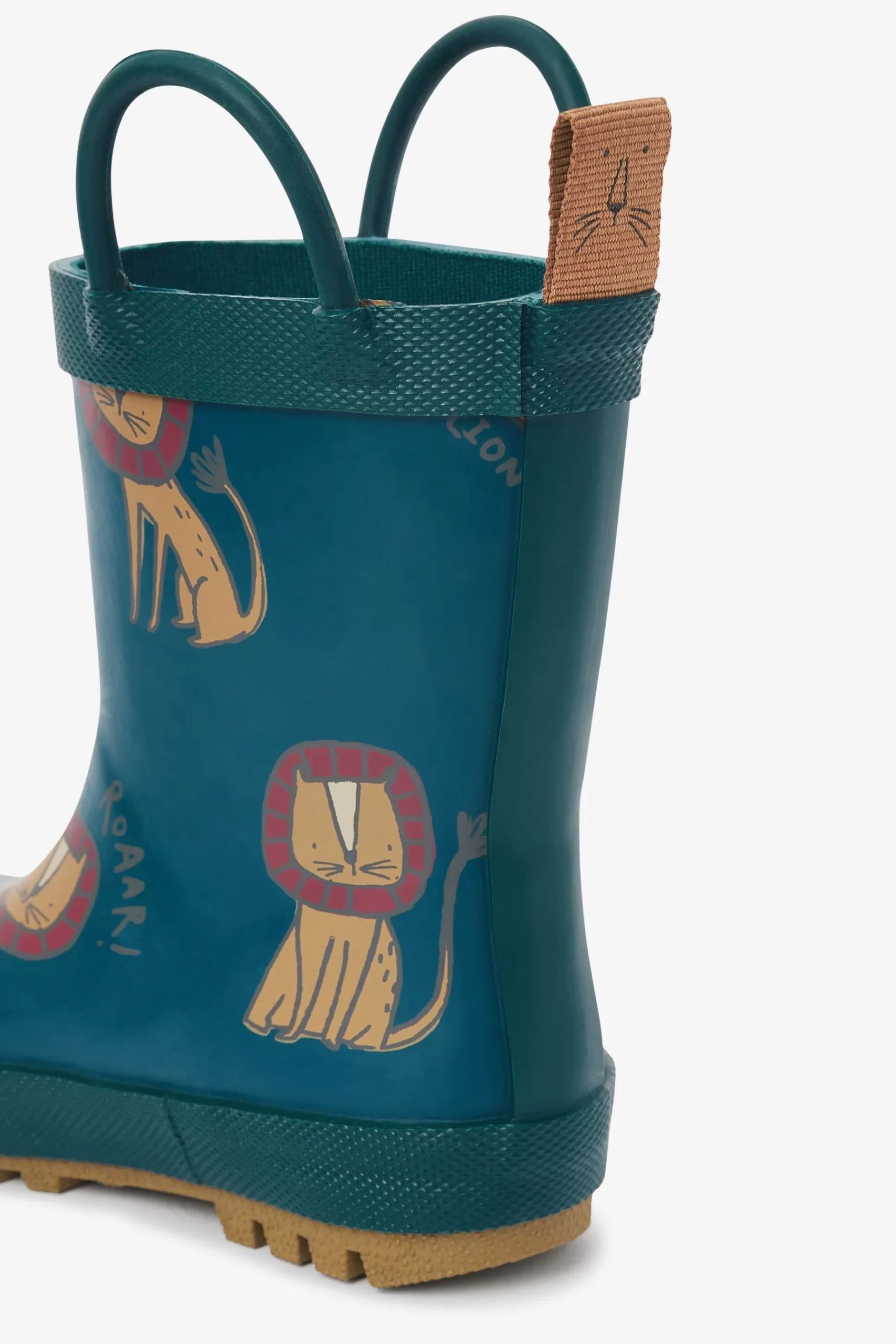 Dinossi – Marineblaue Regenstiefel „Sweet Lion“ für Jungen mit Griff – 29 