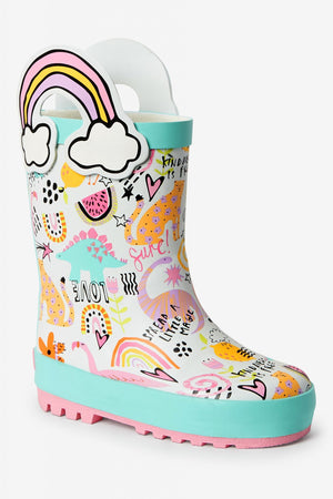Dinossi – Handled Love Fleece Kinder-Regenstiefel – 30,5 
