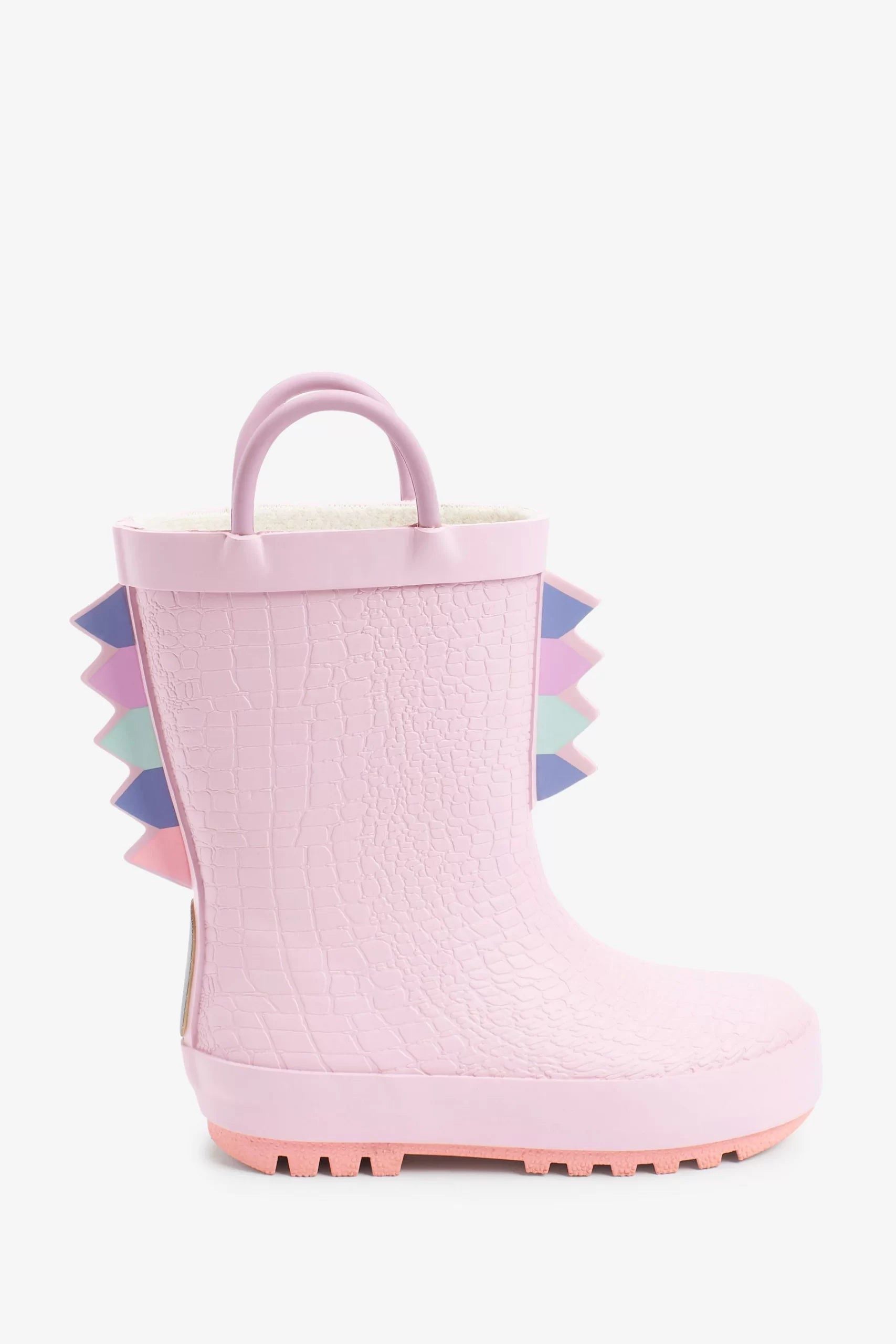 Dinossi – behandelte rosa Dinosaurier-Fleece-Regen- und Winterstiefel mit weicher Sohle für Mädchen – 29
