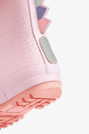 Dinossi – behandelte rosa Dinosaurier-Fleece-Regen- und Winterstiefel mit weicher Sohle für Mädchen – 30,5