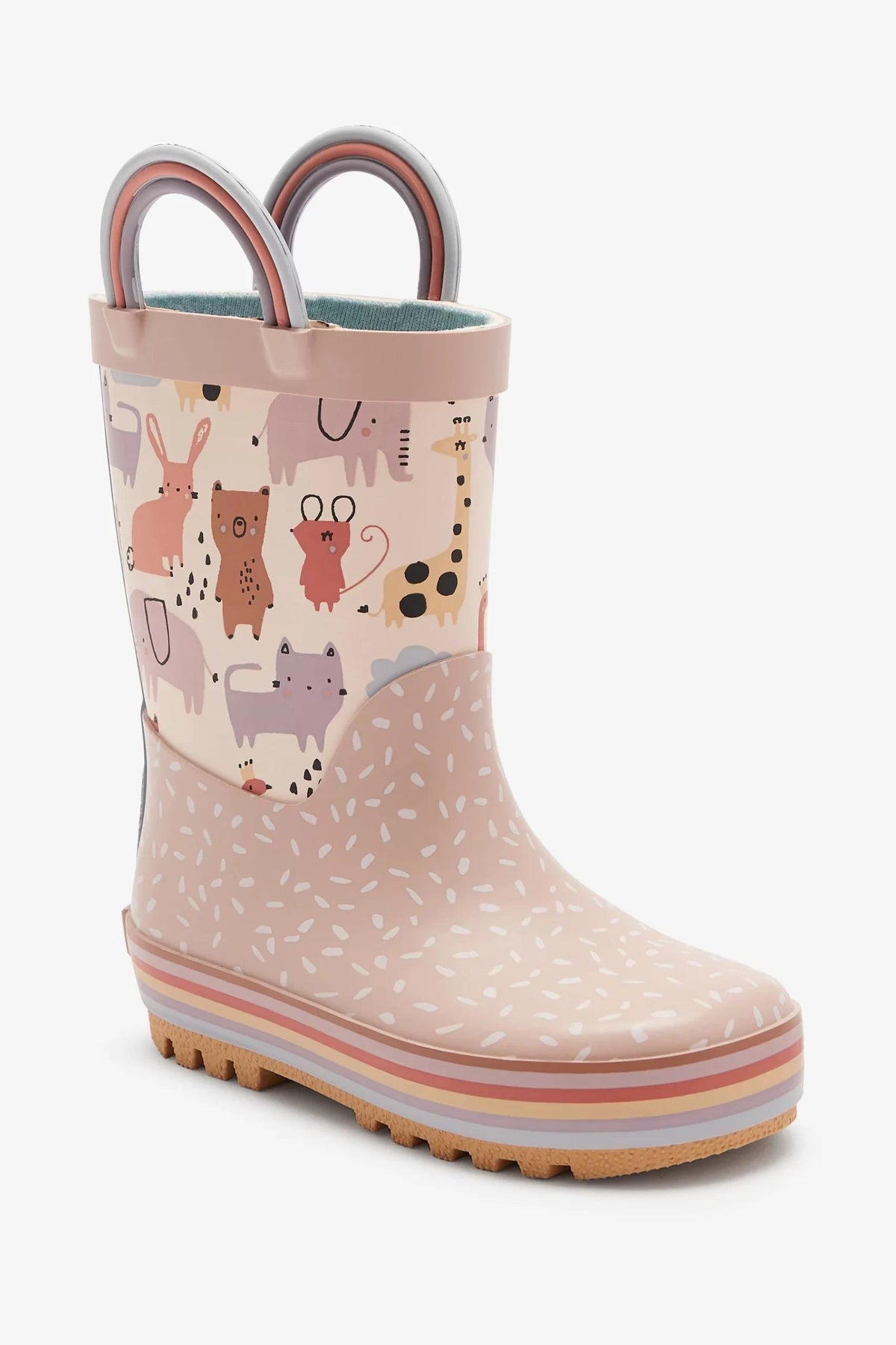 Dinossi – Regenstiefel mit Griffen für Mädchen in Zartrosa, süße Tiere – 29 
