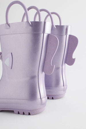 Dinossi - Lilac Purple Unicorn Mädchen-Fleece-Regenstiefel mit weicher Sohle - 30,5