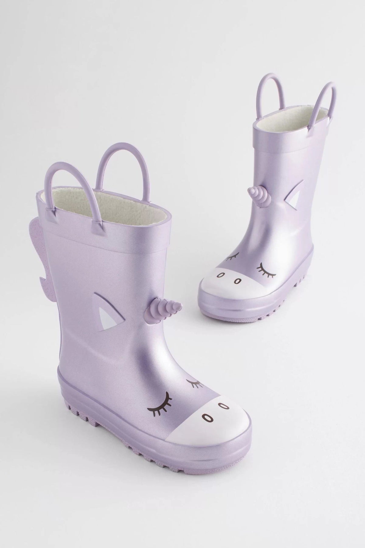 Dinossi - Lilac Purple Unicorn Mädchen-Fleece-Regenstiefel mit weicher Sohle - 30,5