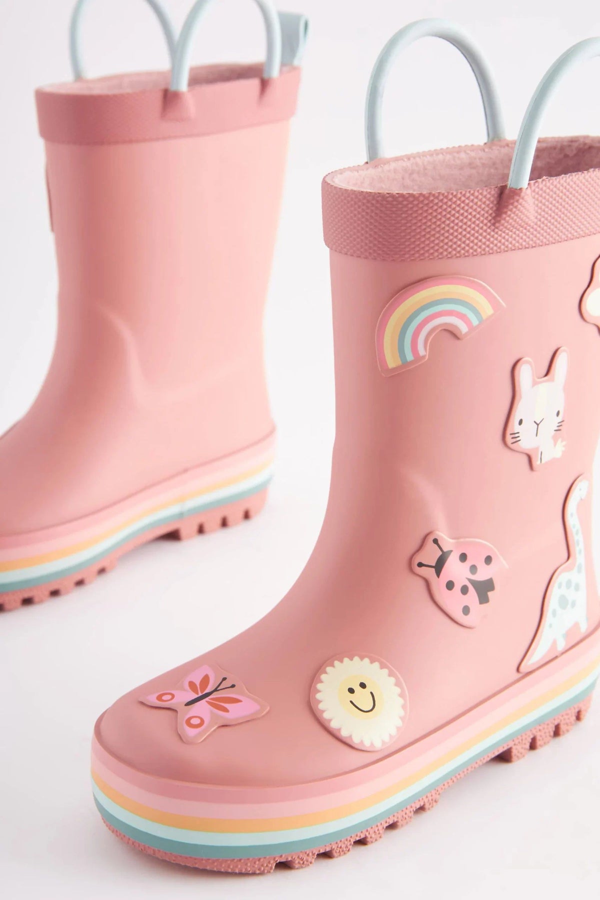 Dinossi – Fleece-Regenstiefel für Mädchen in Zartrosa mit weicher Sohle – 28