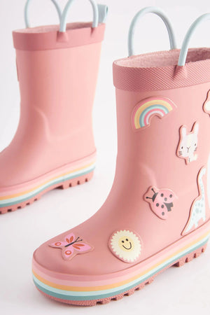 Dinossi – Fleece-Regenstiefel für Mädchen in Zartrosa mit weicher Sohle – 29