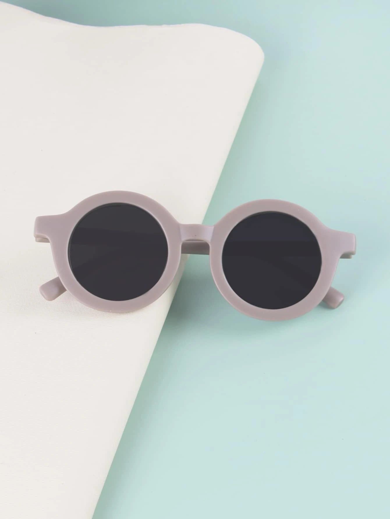 Dinossi – Nachhaltige graue runde Kindersonnenbrille 