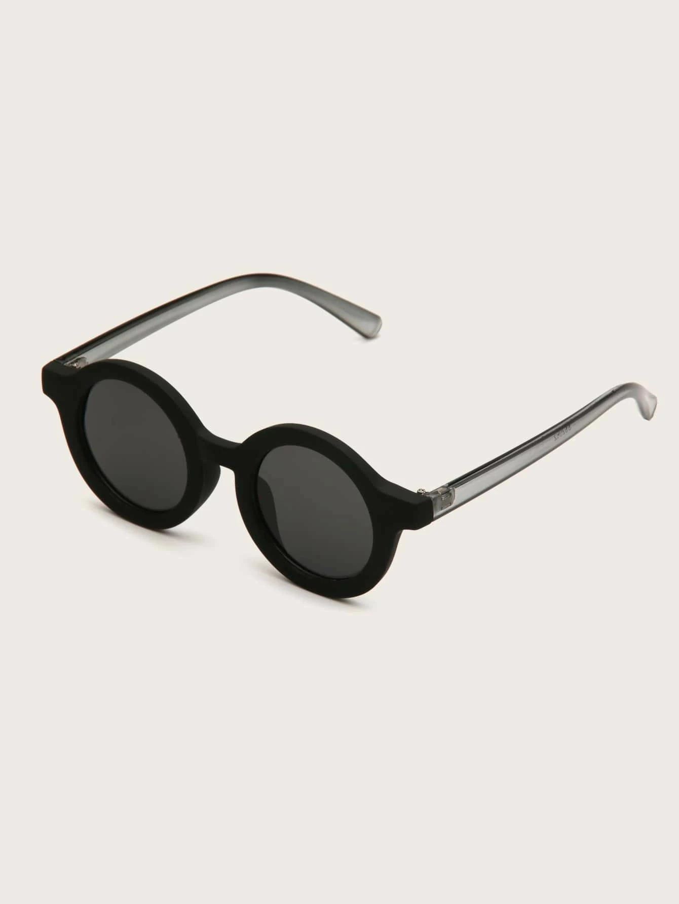 Dinossi – Nachhaltige schwarze runde Kindersonnenbrille 