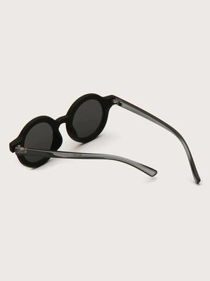 Dinossi – Nachhaltige schwarze runde Kindersonnenbrille 