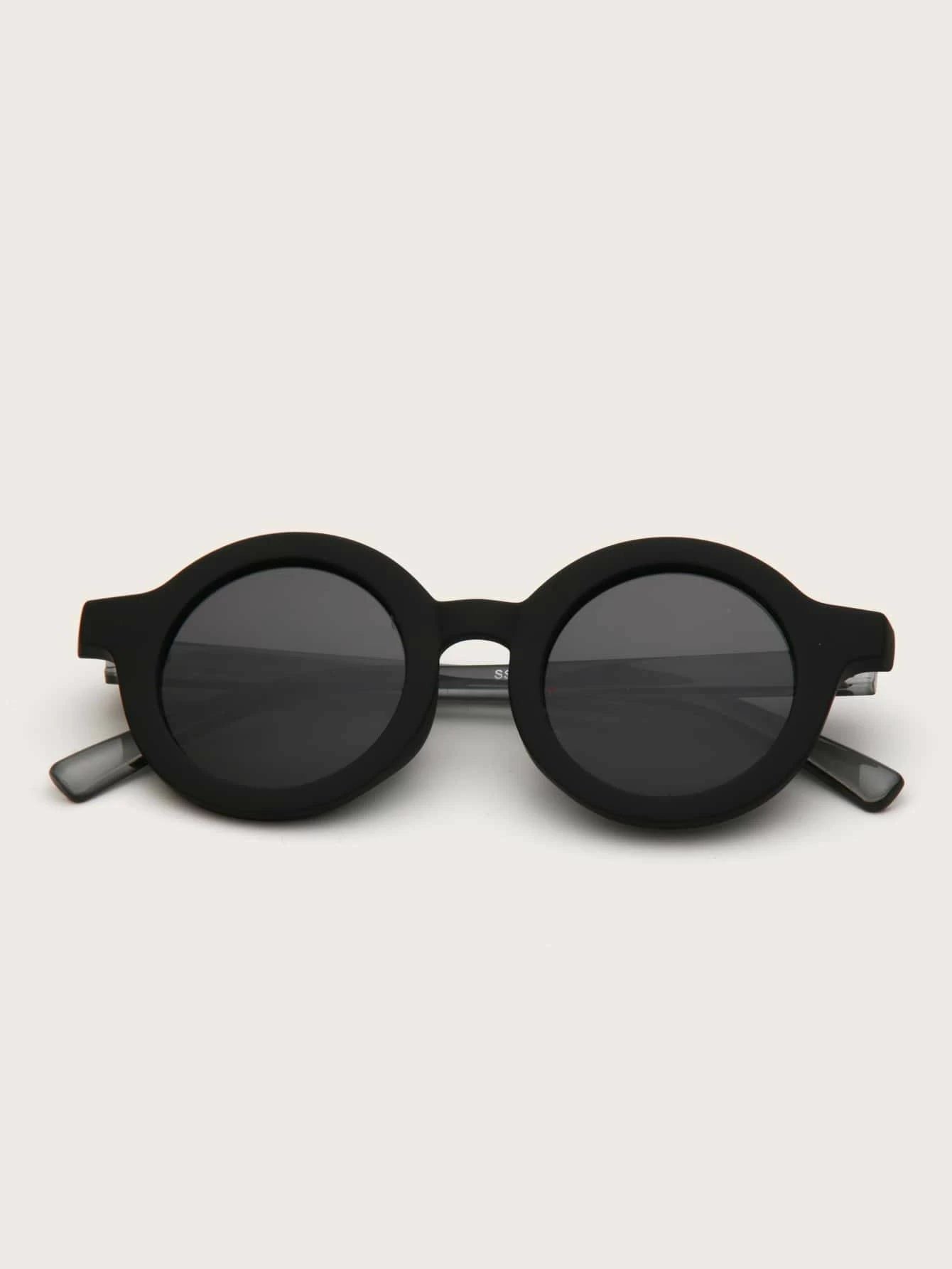 Dinossi – Nachhaltige schwarze runde Kindersonnenbrille 