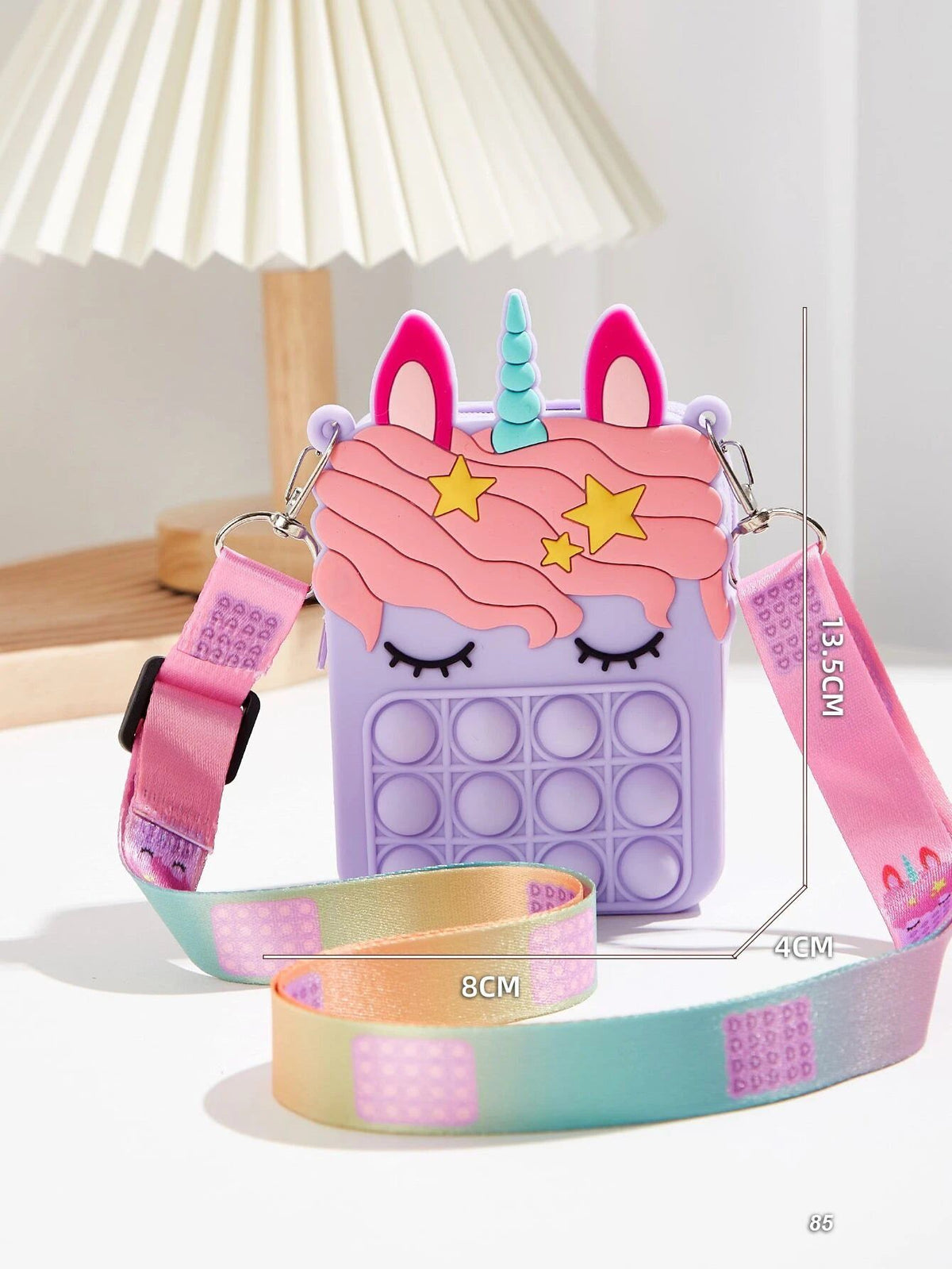 Dinossi – Lila Mädchen-Umhängetasche mit Einhorn-Popit-Design 