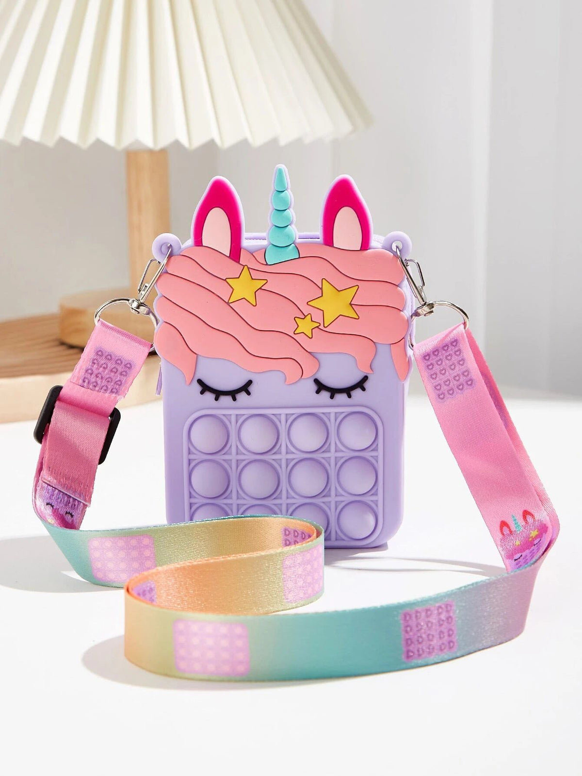 Dinossi – Lila Mädchen-Umhängetasche mit Einhorn-Popit-Design 