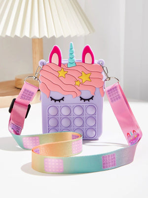 Dinossi – Lila Mädchen-Umhängetasche mit Einhorn-Popit-Design 
