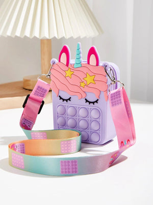 Dinossi – Lila Mädchen-Umhängetasche mit Einhorn-Popit-Design 