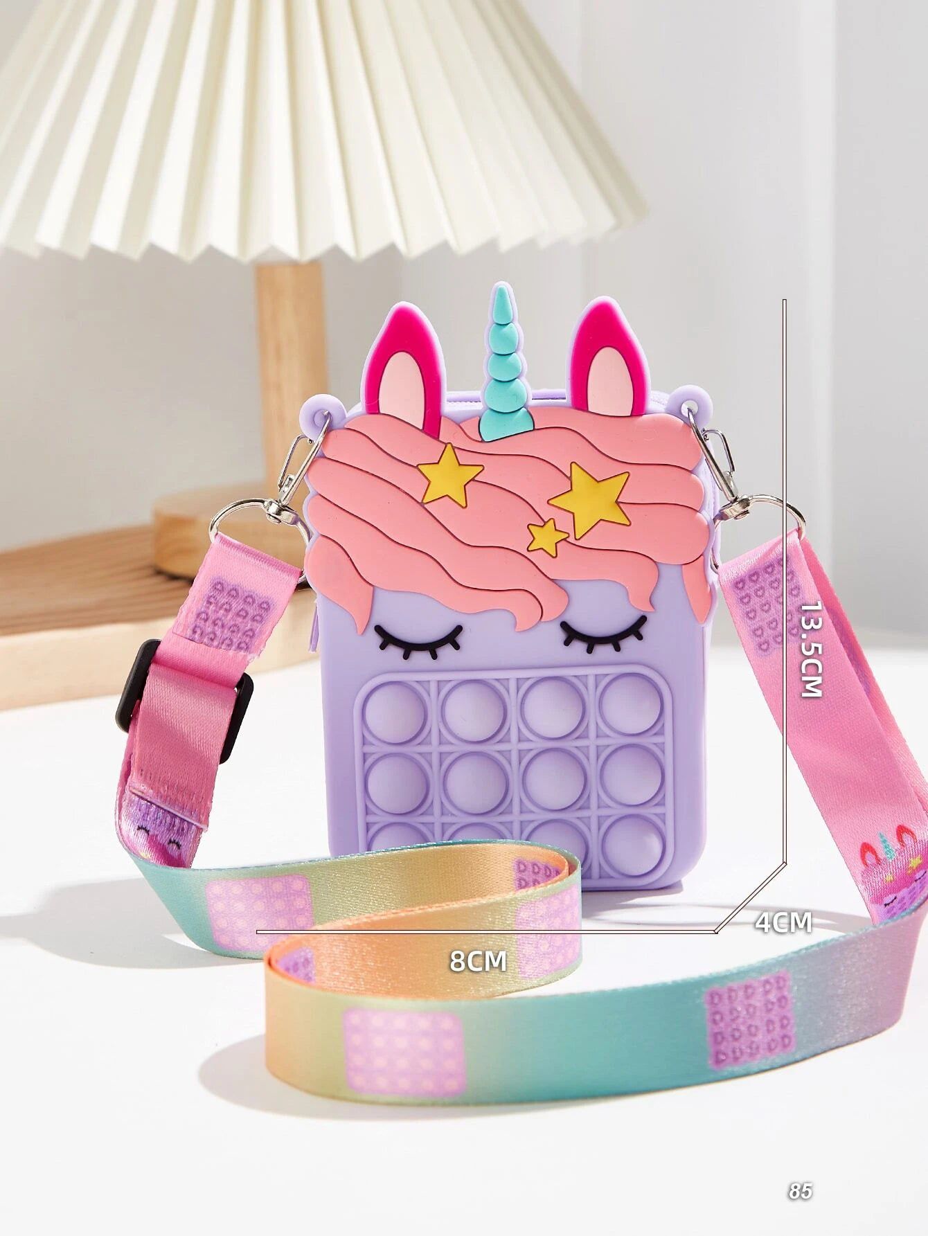 Dinossi – Lila Mädchen-Umhängetasche mit Einhorn-Popit-Design 