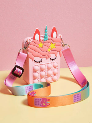 Dinossi - Rosa Mädchen-Umhängetasche mit Einhorn-Popit-Design 