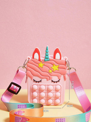 Dinossi - Rosa Mädchen-Umhängetasche mit Einhorn-Popit-Design 