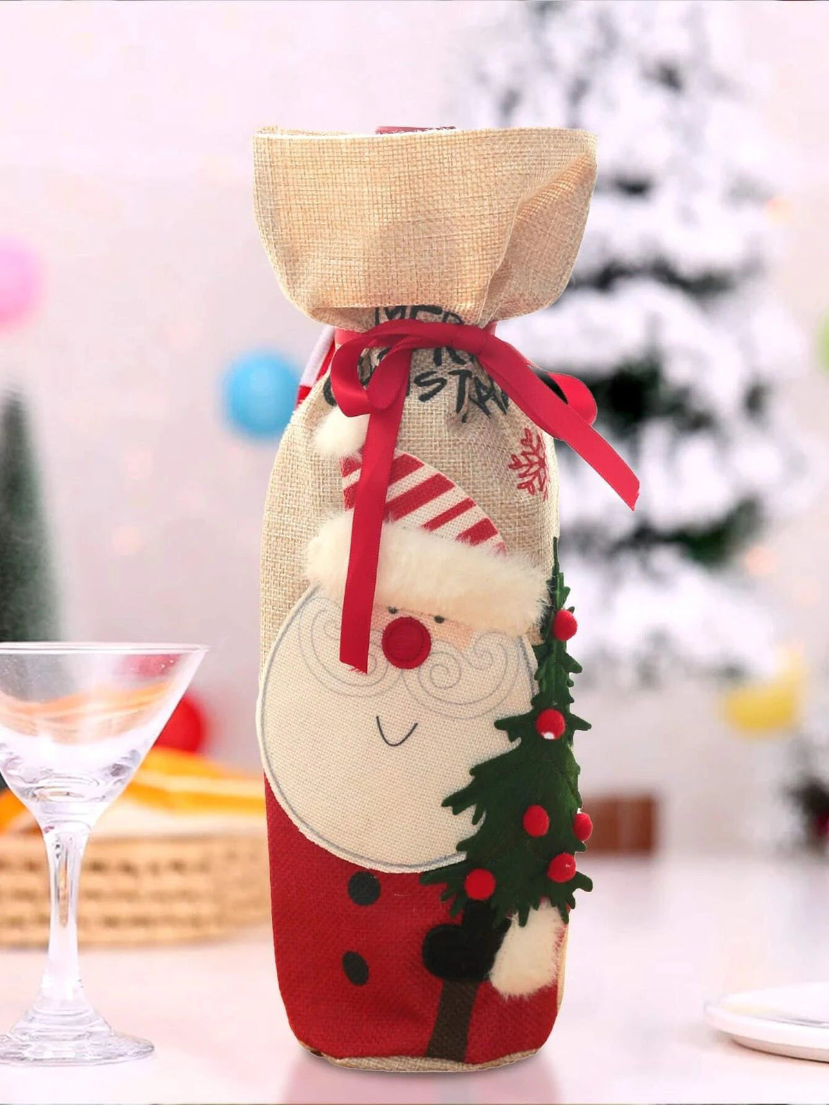 Dinossi - Weihnachts-Weihnachtsmann-Plüsch-Weinflaschen-Verkleidung 
