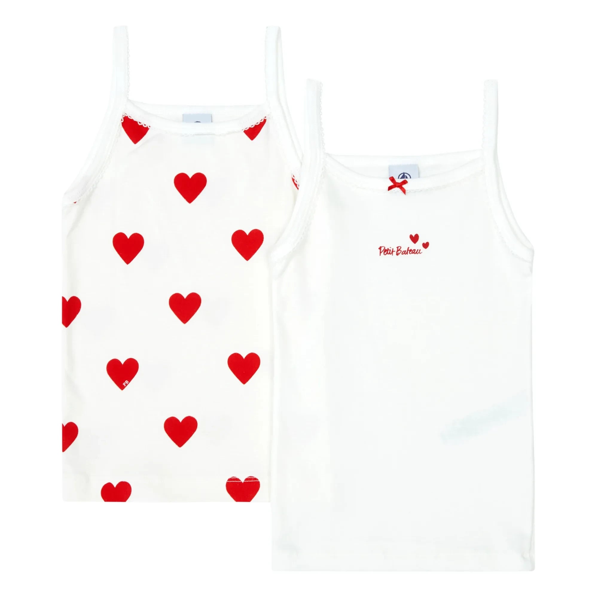 Petit Bateau - 2er-Pack Herz-Unterhemden aus Bio-Baumwolle | Weiß
