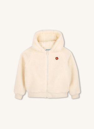 Kenzo - Woll-Sweatshirt mit Blumenmotiv und Reißverschluss | Weiß