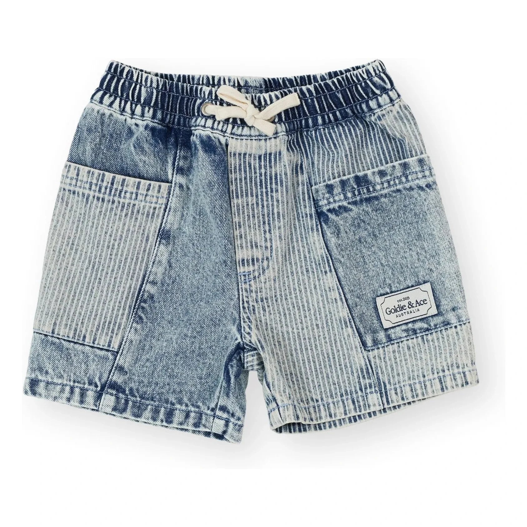 Goldie + Ace - Gestreifte Jeans-Shorts | Blau