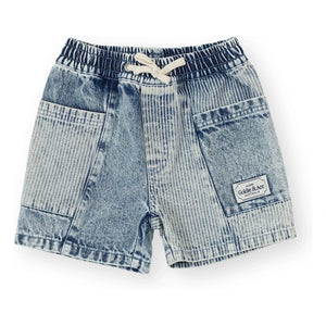 Goldie + Ace - Gestreifte Jeans-Shorts | Blau