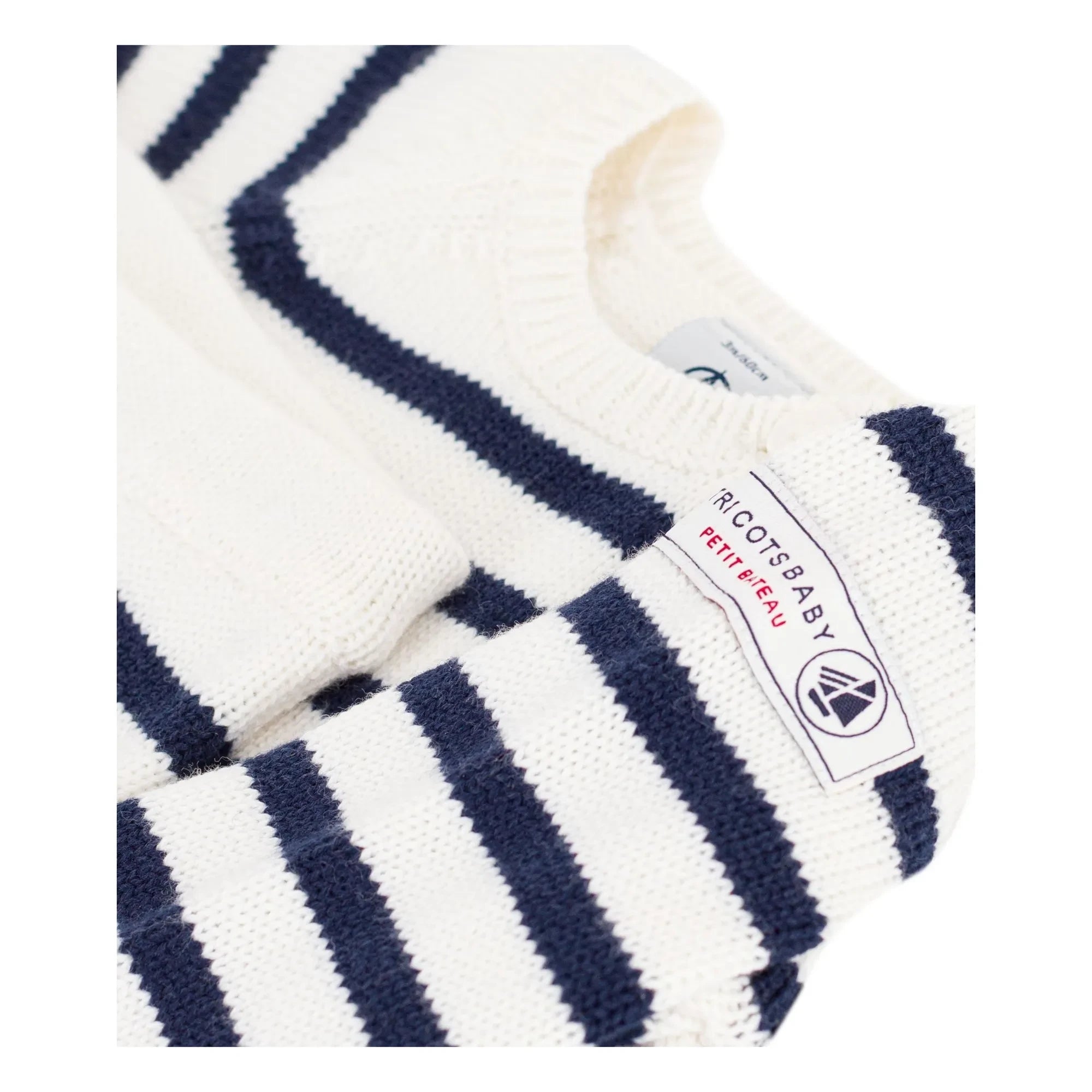 Petit Bateau - Yün Çizgili Hırka ve Pantolon Takımı | Beyaz