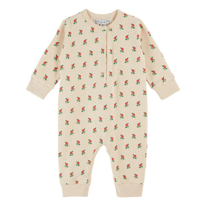 Emile et Ida - Blumenmuster Fleece-Overall | Ecru