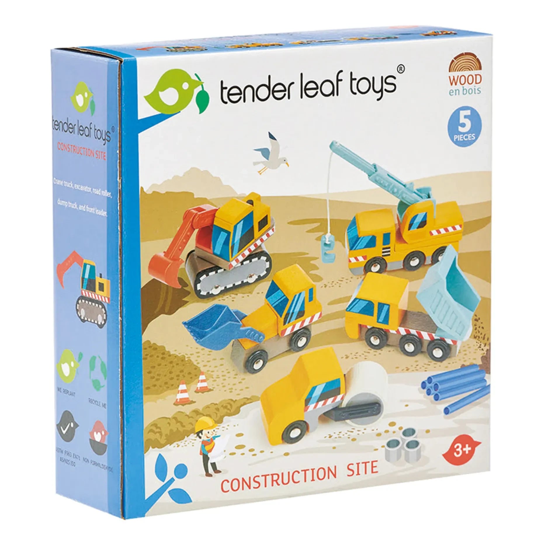 Tender Leaf Toys - Baufahrzeuge - 5er Set