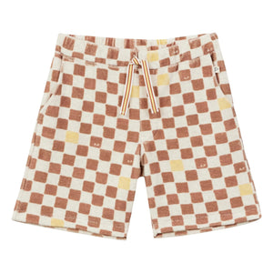 Arsène et Les Pipelettes - Bermudashorts aus Frottee mit Schachbrettmuster | Braun