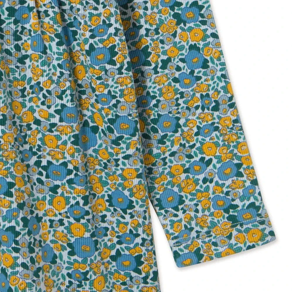 Tinycottons – Kleid aus Bio-Baumwollcord mit Blumenmuster | Blau