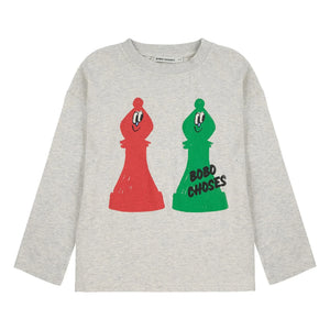 Bobo Choses - T-Shirt aus Bio-Baumwolle mit Schachbrettmuster | Grau meliert