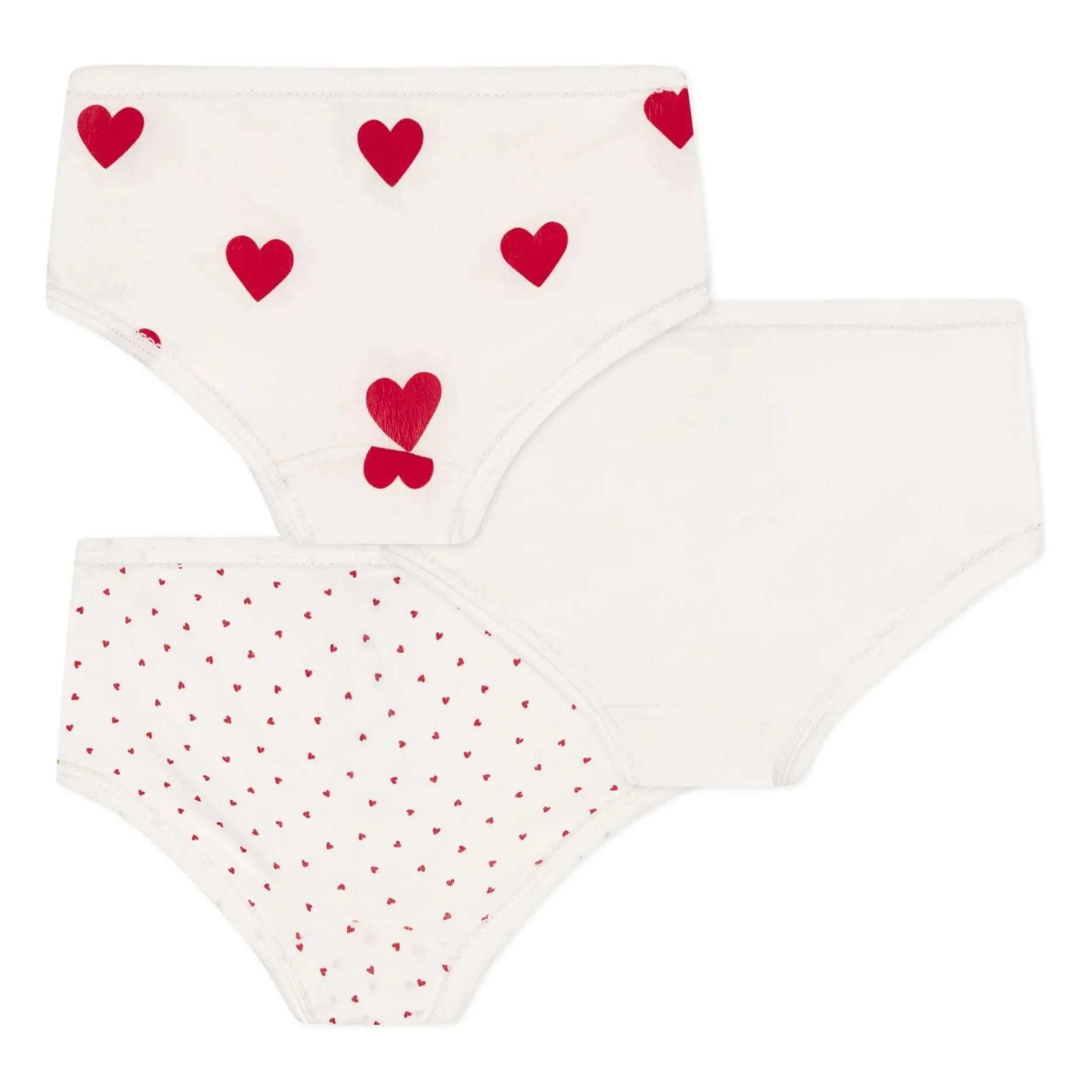 Petit Bateau - 3er-Pack Herzen Hoher Bund Slip | Weiß