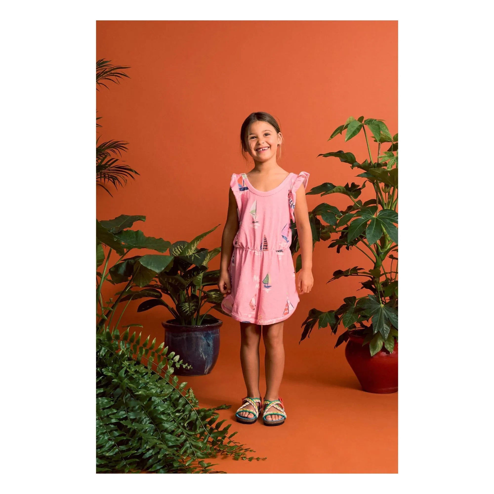 Maison Mangostan - Rosa Voile Eponge Overall mit Shorts