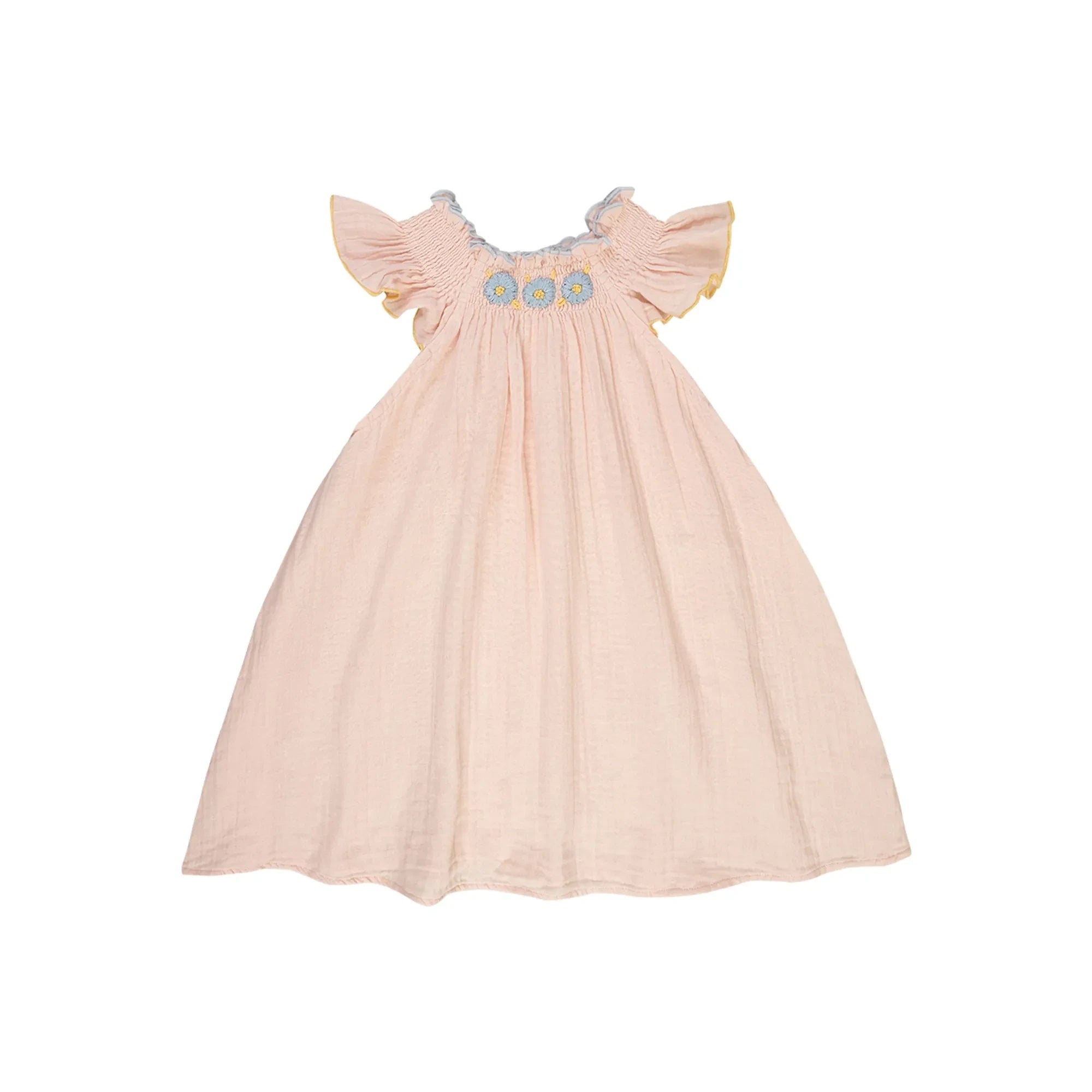 Lilinoa - Louisa Baumwoll-Gaze-Kleid mit Rüschen | Puderrosa