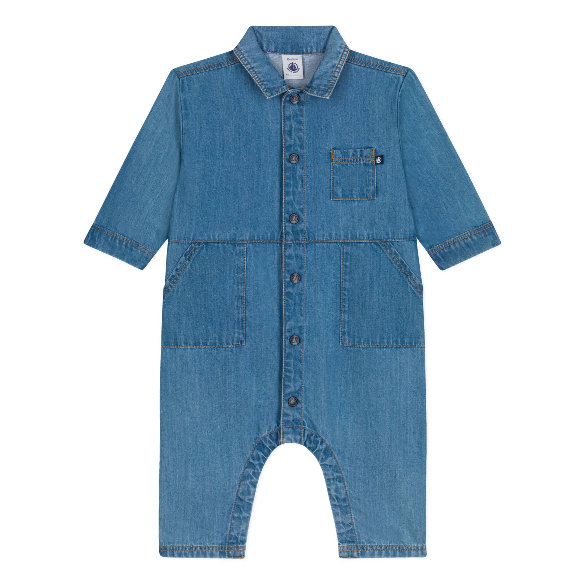 Petit Bateau - Matin Denim Strampler | Jeansblau