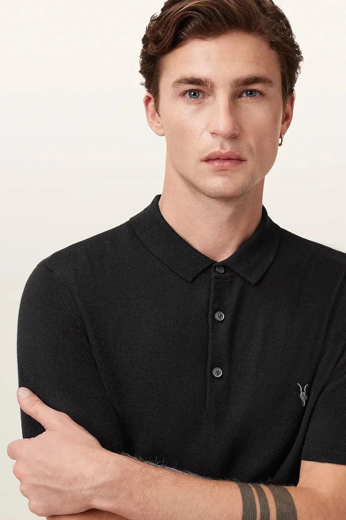 AllSaints Erkek Yün Yakalı Tişört MODE