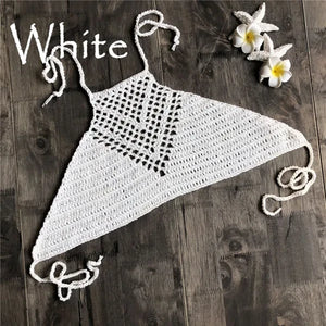 Jesminda - Örme Beyaz Üçgen Seksi Bikini Üstü