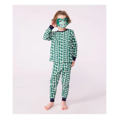 Petit Bateau – Schlafanzug und Maskenset mit Krokodilmotiv | Grün