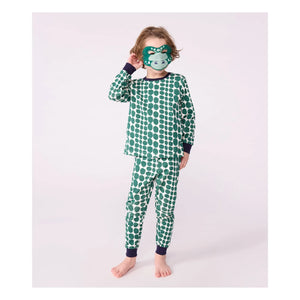Petit Bateau – Schlafanzug und Maskenset mit Krokodilmotiv | Grün