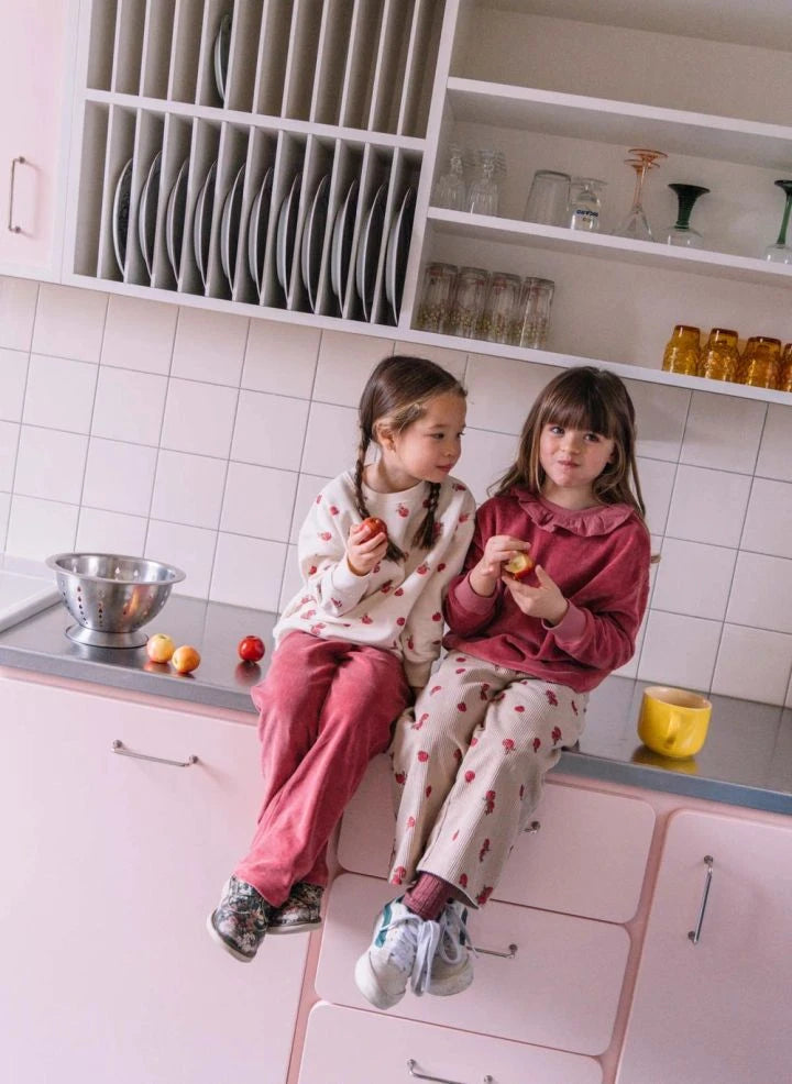 Studio Bohème - Charly Organischer Baumwollvelours Leggings | Himbeerrot