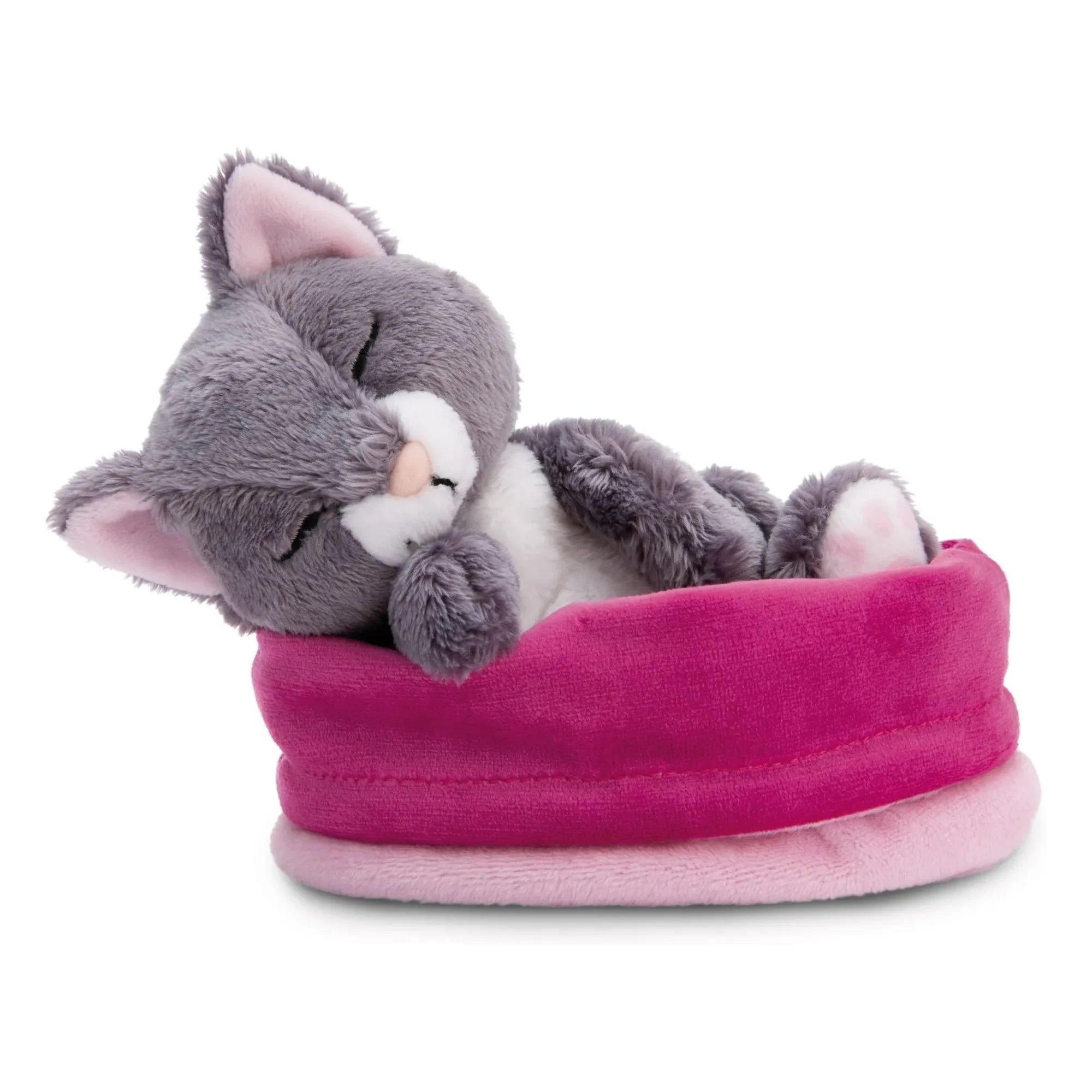 Nici - Eingerollte Plüschkatze - Schlafende Haustiere | Grau
