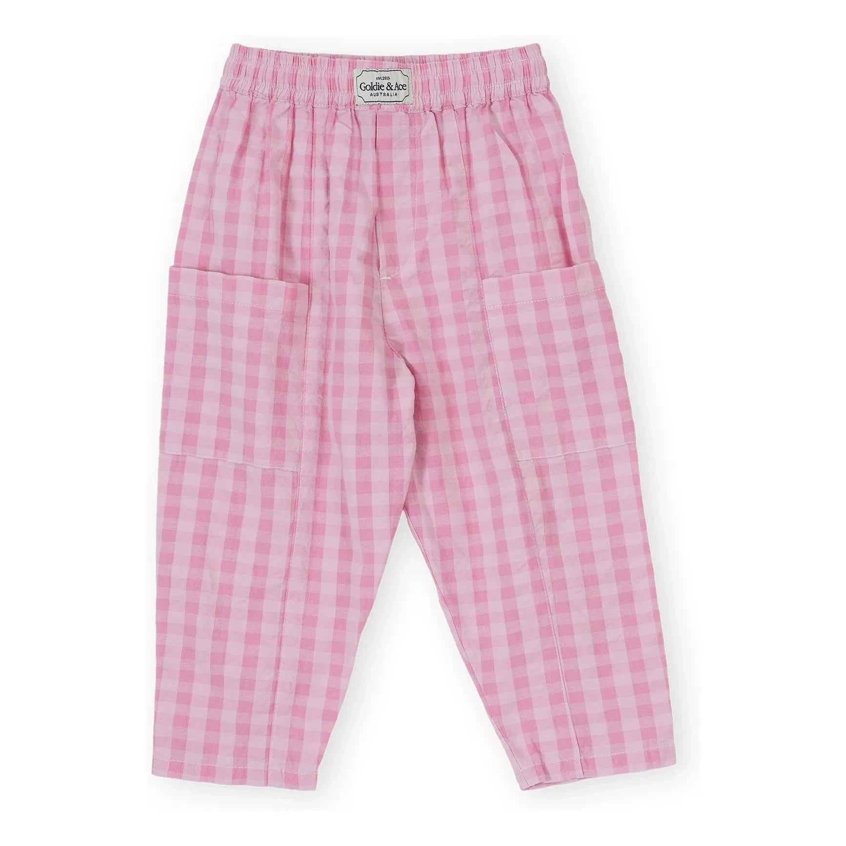 Goldie + Ace – Hose mit Vichykaro-Taschen | Pink