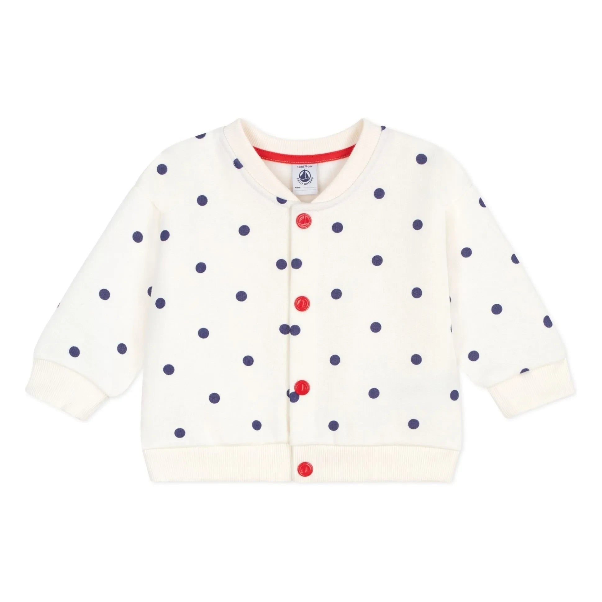 Petit Bateau - Molton Jacke mit Punkten | Ecru
