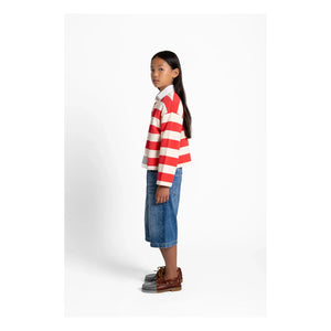 Smallable Kid – Gestreiftes Bio-Baumwoll-T-Shirt mit Pfingstrosenmuster | Rot